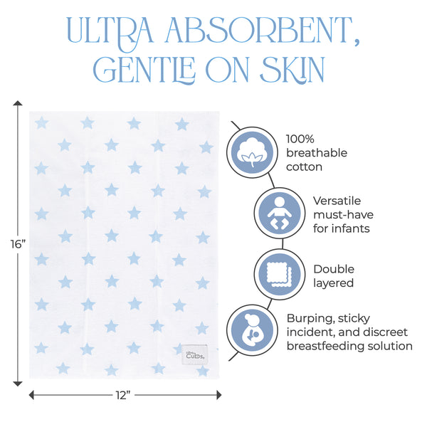 Cotton Burp Cloths Blue Pattern Comfy Cubs