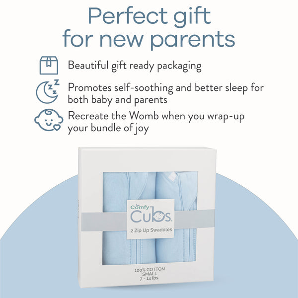 Easy Zipper Swaddle Blankets Blue Comfy Cubs
