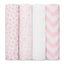 Baby Muslin Swaddle Blankets, 4 Pack - Pink