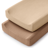 Muslin Fitted Changing Pad Cover, 2 Pack in Cedar and Cream
