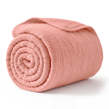 Muslin Large Throw Blanket in Bold Blush