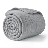 Muslin Large Throw Blanket in Heather Blue