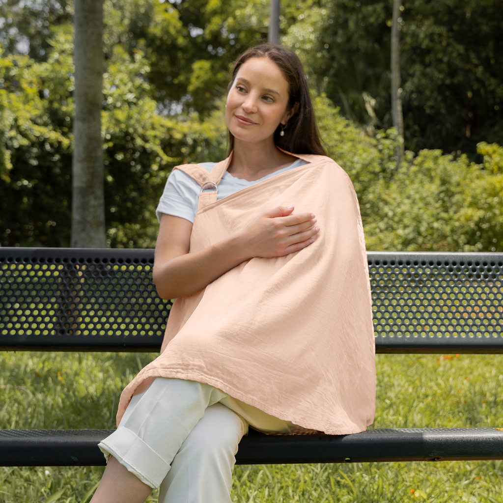 Breathable Muslin Nursing Cover for Baby Breastfeeding by Bond (Baby Blue)  - Pumping Breastfeeding Cover Up for Mom I Also Works Ideal as Stroller