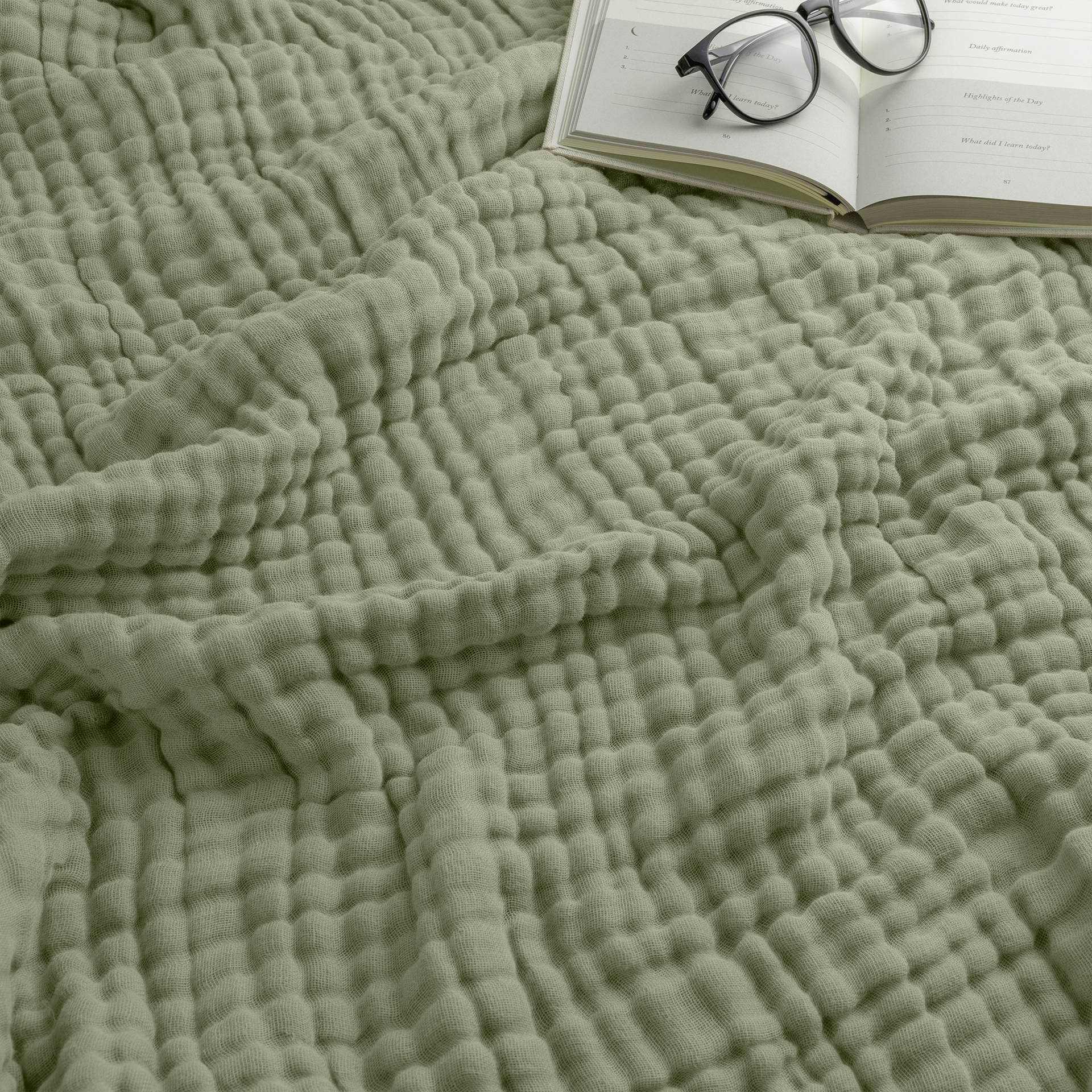 Adult Muslin Blanket in Sage - Throw: 50" x 60"