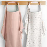 Muslin Nursing Cover, Pack of 2 in Flower Pattern and Blush