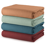 Muslin Swaddle Blankets in Wine, Neptune, Fern, Caramel, 4 Pack