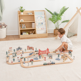 100-Piece Wooden Train Set for Toddlers Ages 1+