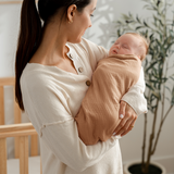 Muslin Swaddle Blankets, 42” x 42” (Sand, Cedar, Caramel,  Pack of 3)