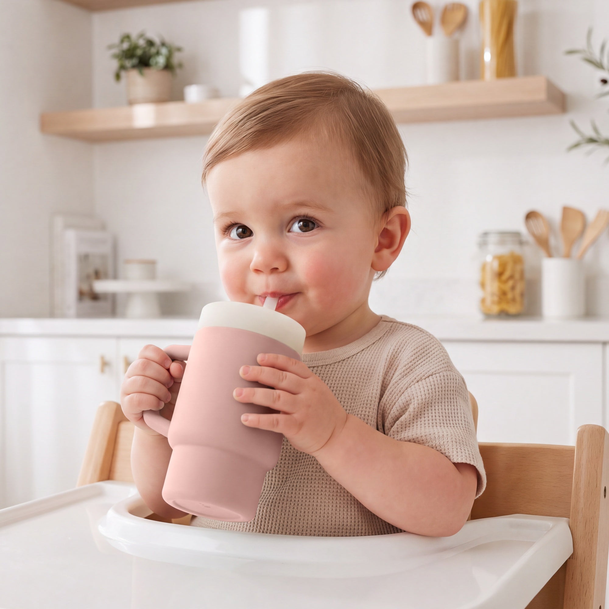 Silicone Sippy Cup Tumbler in Mauve