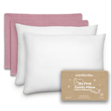 Toddler Pillows with Soft Cotton Pillow Case by Comfy Cubs - Mauve