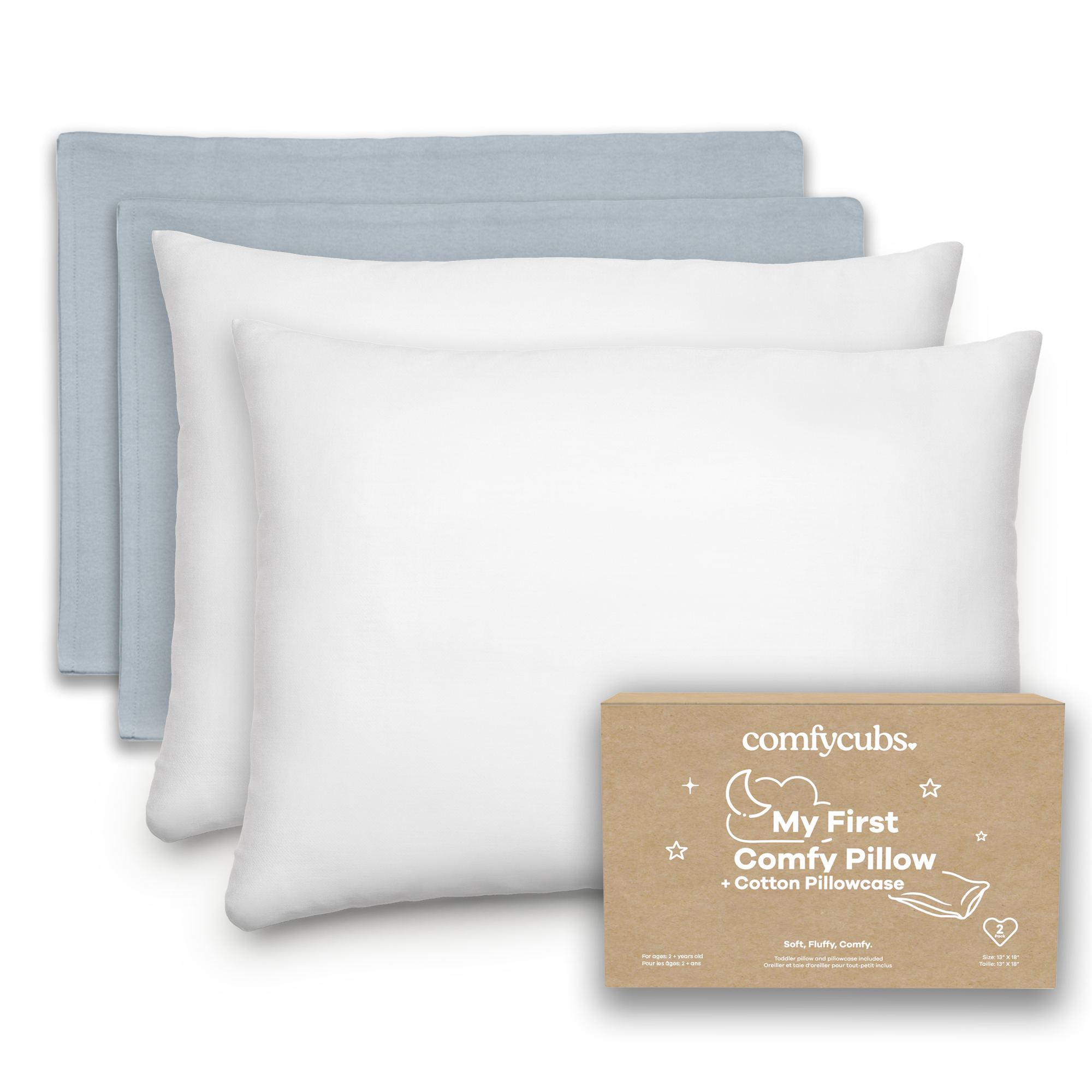 Toddler Pillows with Soft Cotton Pillow Case by Comfy Cubs - Pacific Blue