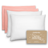 Toddler Pillows with Soft Muslin Pillow Case by Comfy Cubs - Blush