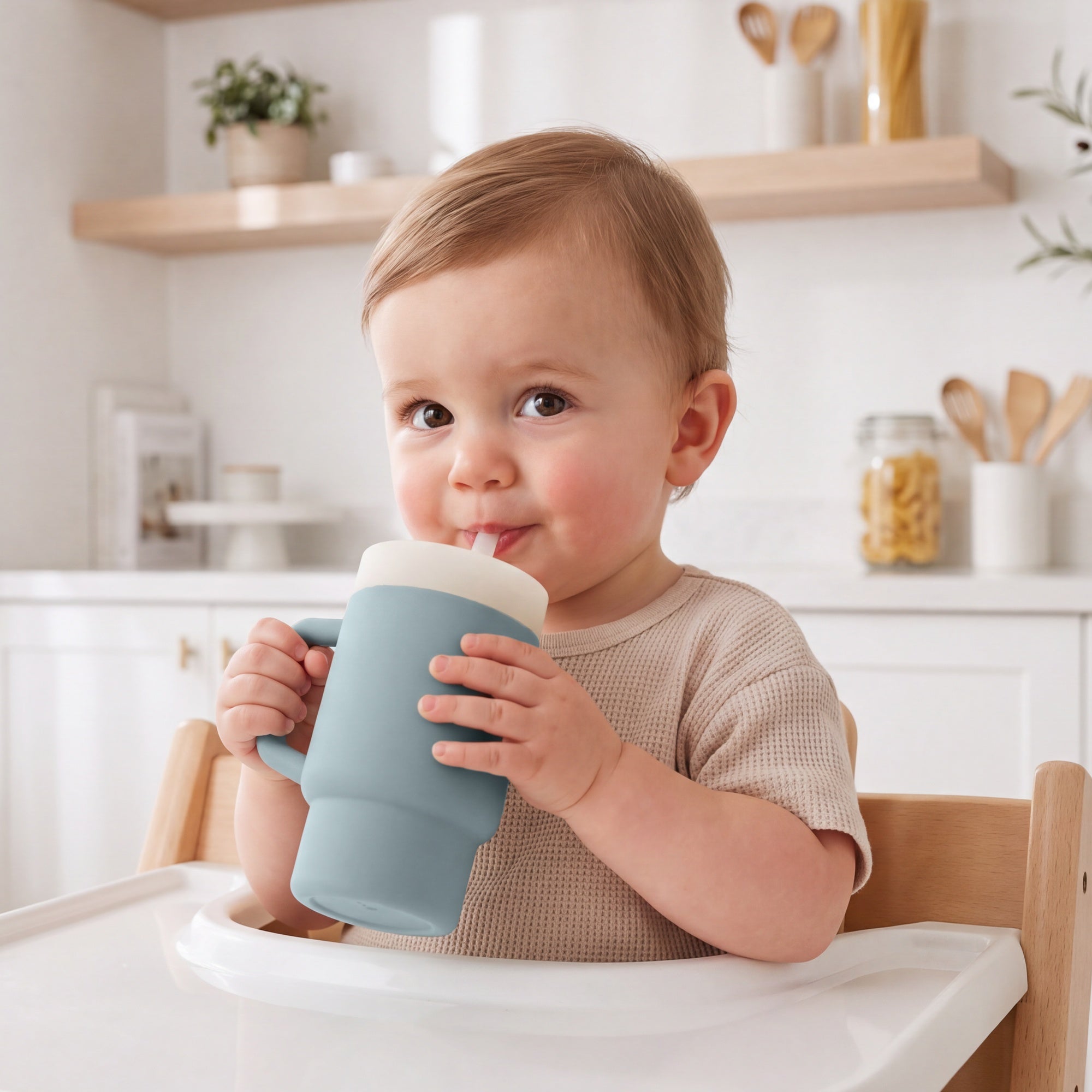 Silicone Sippy Cup Tumbler in Pacific Blue