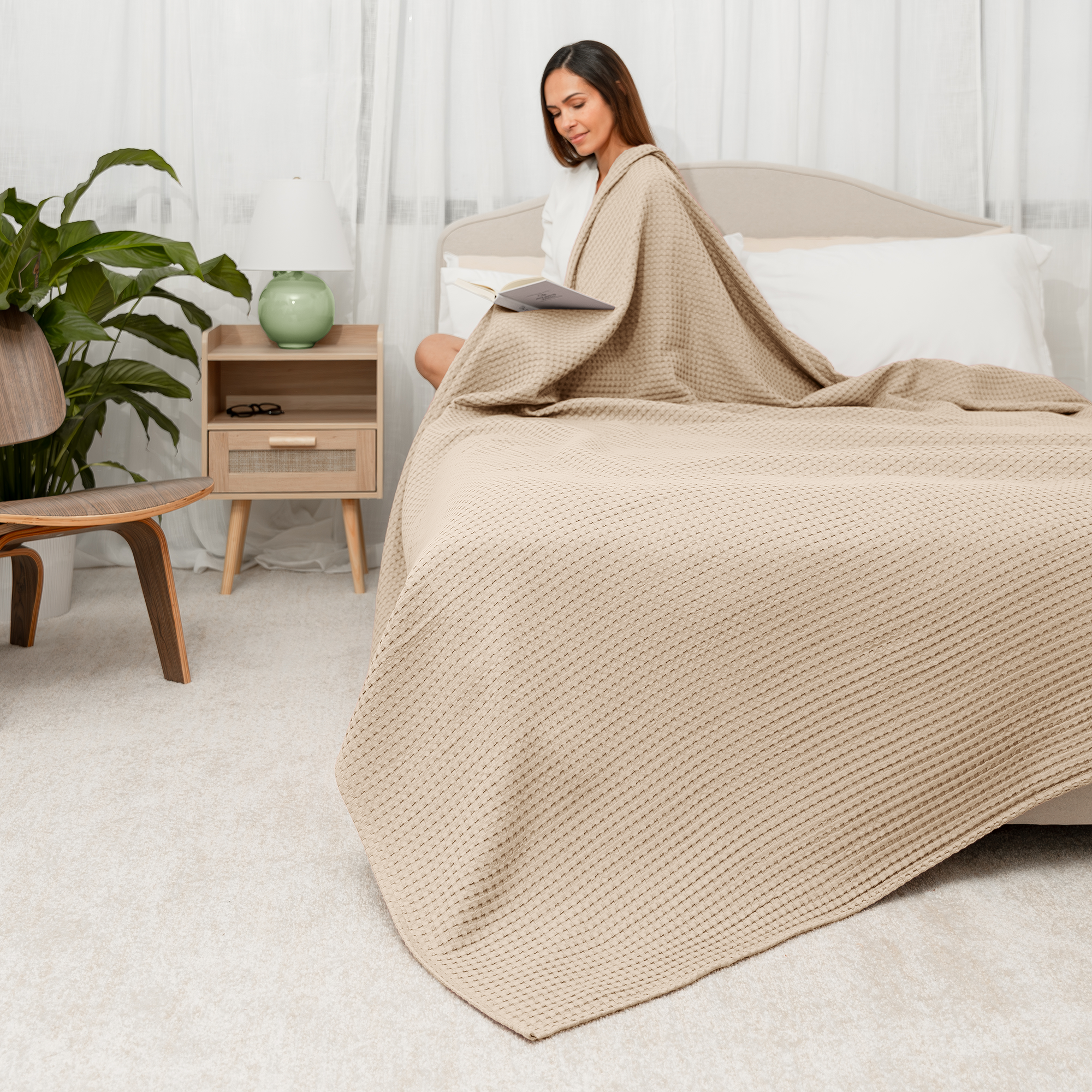 Adult Waffle Blankets in Sand – Comfy Cubs - Main Image