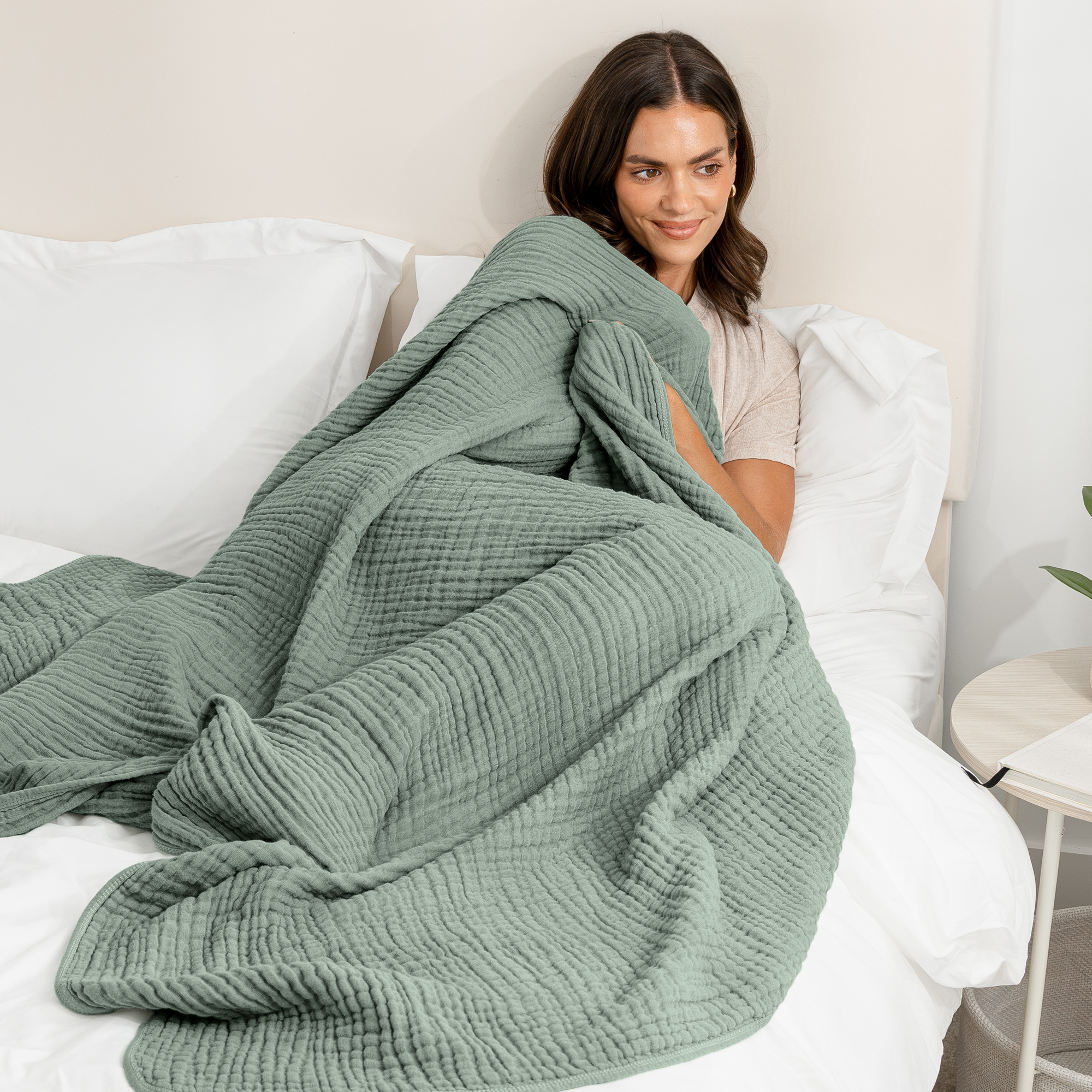 Muslin Large Throw Blanket in Fern