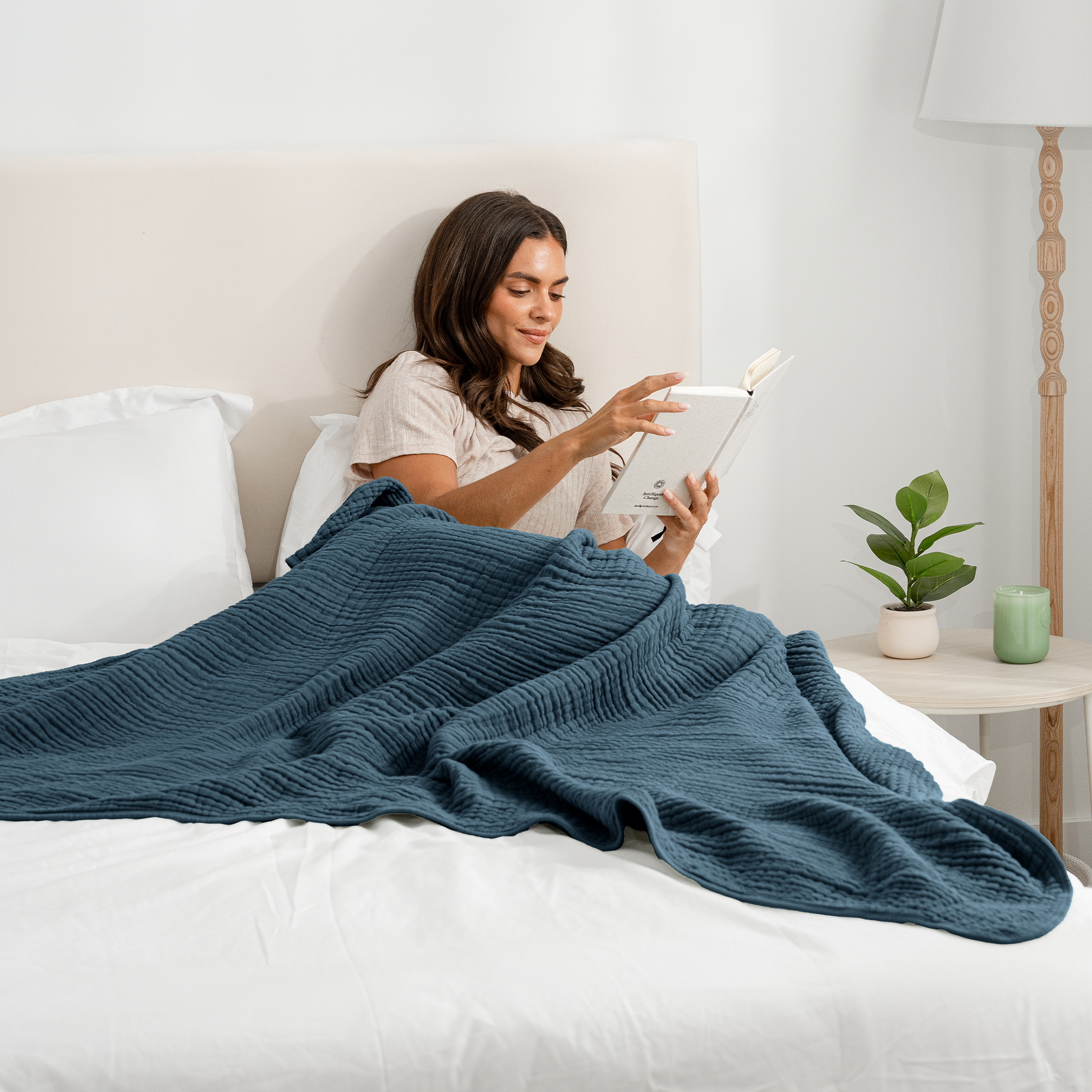 Muslin Large Throw Blanket in Neptune