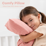 Toddler Pillows with Soft Muslin Pillow Case by Comfy Cubs - Blush