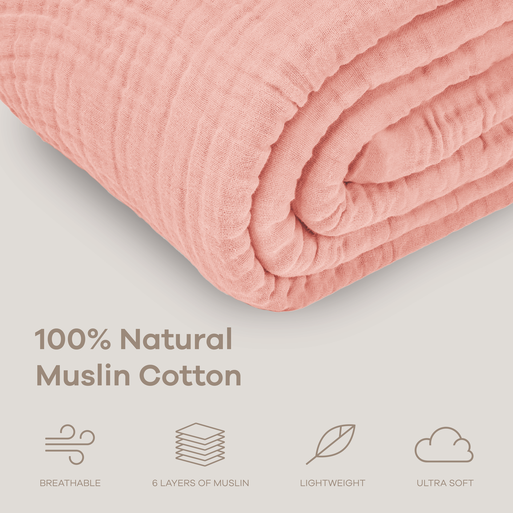Muslin Large Throw Blanket in Bold Blush