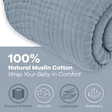 Adult Muslin Blanket by Comfy Cubs in Pacific Blue