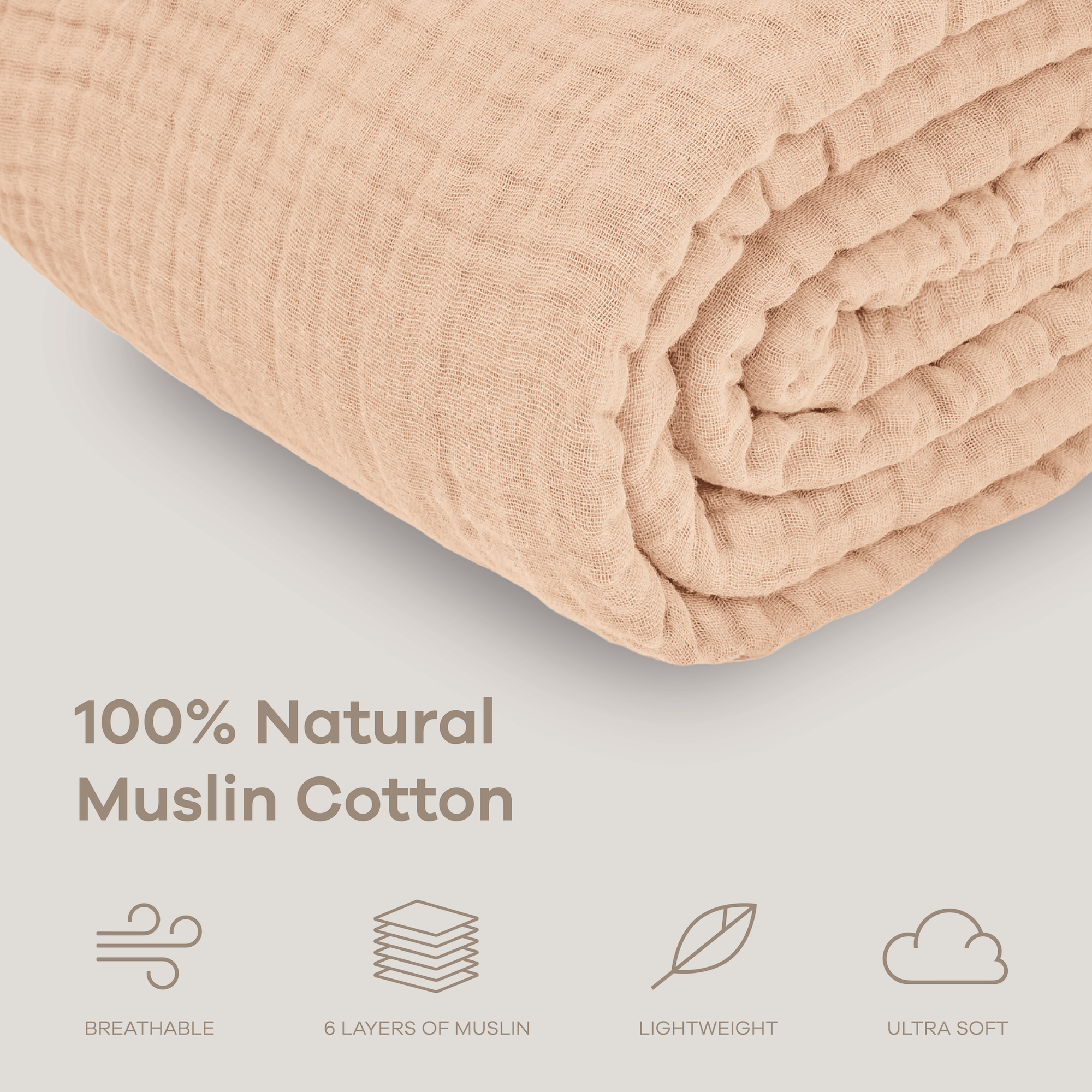 Muslin Large Throw Blanket in Cream