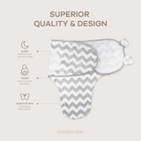 Easy Swaddle Blankets by Comfy Cubs - Gray Chevron, Pack of 1