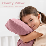 Toddler Pillows with Soft Muslin Pillow Case by Comfy Cubs - Mauve