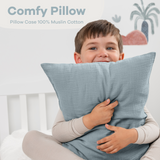 Toddler Pillows with Soft Muslin Pillow Case by Comfy Cubs - Pacific Blue