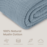Muslin Large Throw Blanket in Pacific Blue