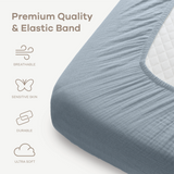 Muslin Fitted Crib Sheets, 2 Pack in Pacific Blue and Heather