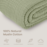Muslin Large Throw Blanket in Sage