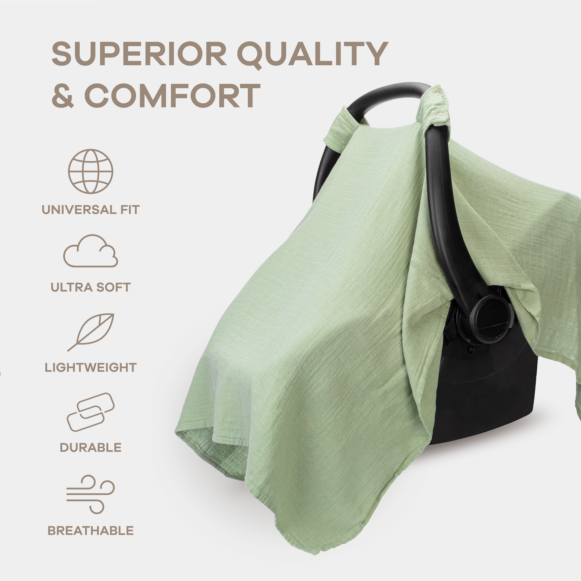 Comfy Cubs Baby Muslin Car Seat Cover