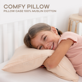 Toddler Pillows with Soft Muslin Pillow Case in Cream