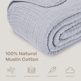 Adult Muslin Blanket in Heather Blue