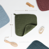 Débarbouillettes en mousseline de Comfy Cubs - Kelp