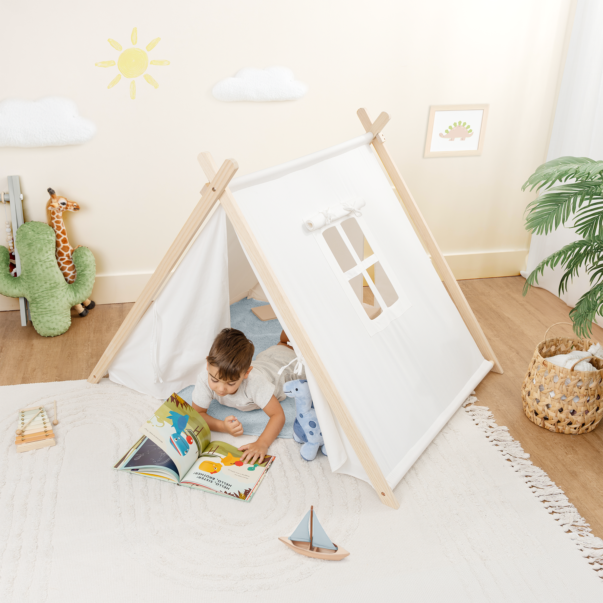 squirrel play wooden teepee tent Kids Indoor Play Tent by Comfy Cubs