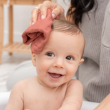 Muslin Washcloths in Dusty Rose