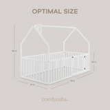 Kids House Gated Floor Bed Twin Size for Children Aged 5+, White