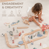 100-Piece Wooden Train Set for Toddlers Ages 1+