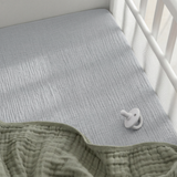 Muslin Cotton Bassinet Sheets, 2 Pack in Pacific Blue and Heather