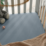 Muslin Fitted Crib Sheets, 2 Pack in Pacific Blue and Heather