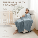 Muslin Swaddle Blankets, 42” x 42” (Heather Blue, Pacific Blue, Fern, Pack of 3)