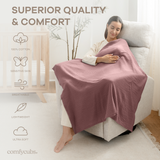 Muslin Swaddle Blankets Pack of 3, 42” x 42” in Flower Pattern, Blush, Mauve