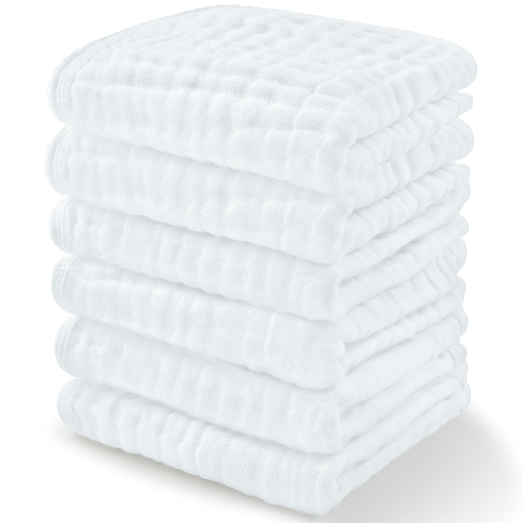 Muslin Cotton Baby Washcloths - White