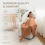 Muslin Swaddle Blankets Pack of 3, 42” x 42” in Sun Pattern, Caramel, Cream