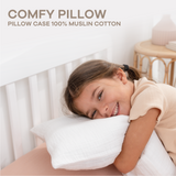 Toddler Pillows with Soft Muslin Pillow Case in White