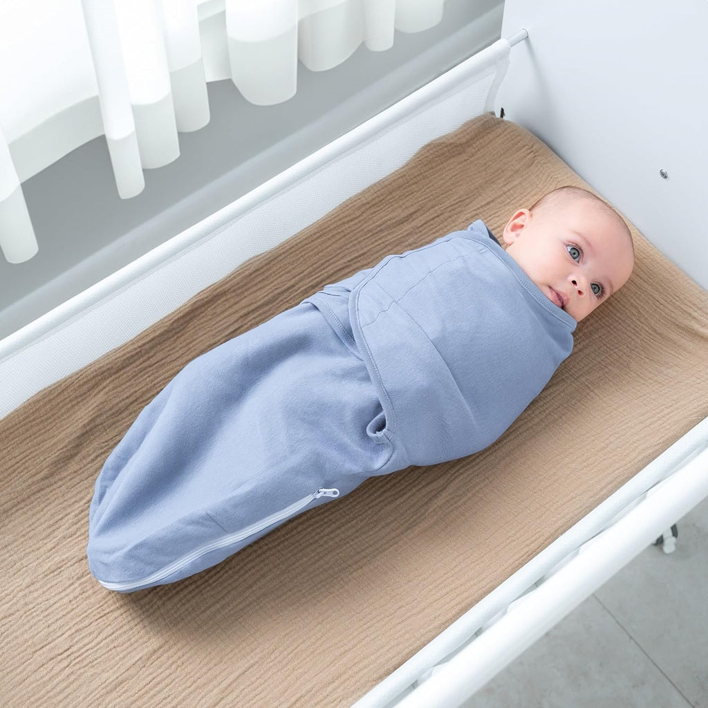 Easy Swaddle Blankets with Zipper - Stone, Pacific Blue, Nomadic Blue
