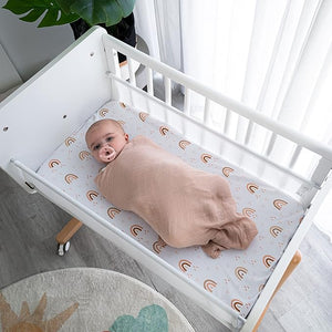 Baby Muslin Swaddle Blankets 4 Pack - Sand, Blush, Bold Blush, Mauve