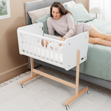 Comfy Cubs Wooden Bedside Bassinet Sleeper - Safe and Stylish Baby Crib