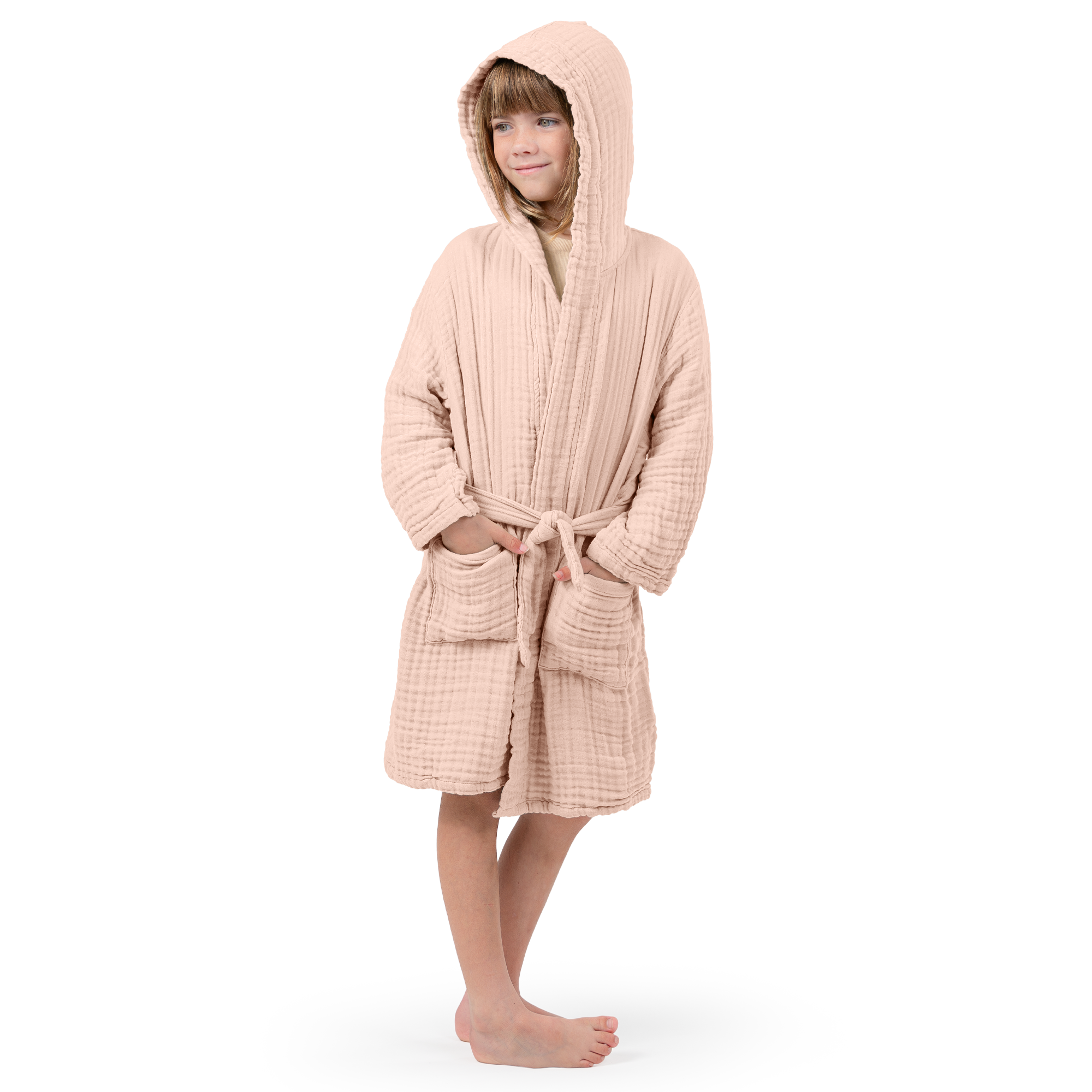 Muslin Bath Robe for Kids, Blush by Comfy Cubs