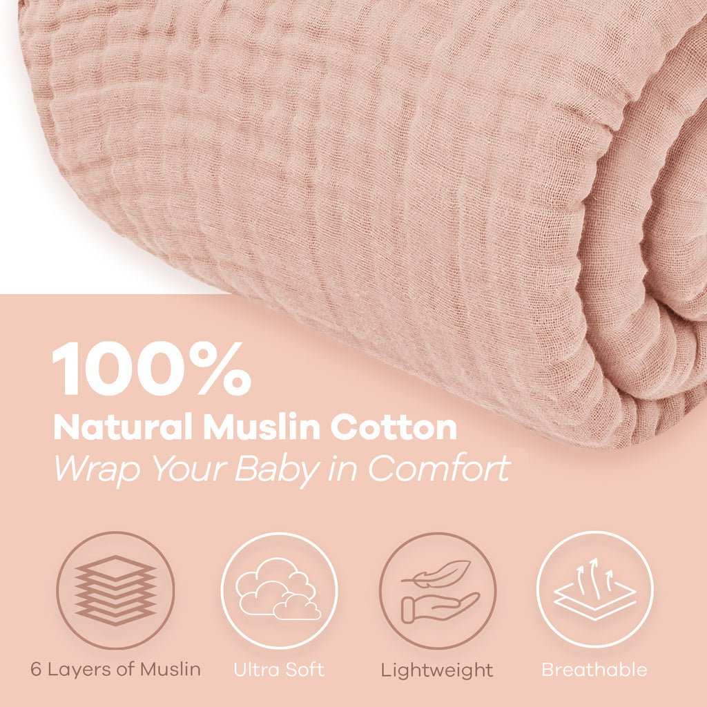 Adult Muslin Blankets Blush / Throw: 50 x 60